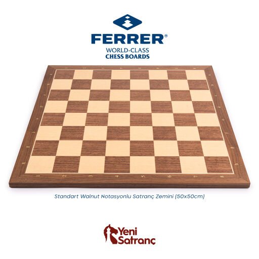 Walnut Standart Notasyonlu Satranç Zemini (50x50cm)