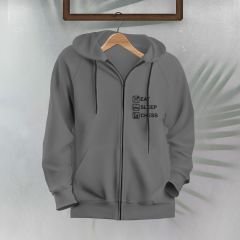 Sweatshirt - Eat Sleep Chess (Fermuarlı) Gri - 13-14