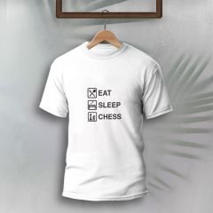 T-Shirt - Eat Sleep Chess Beyaz - 7-8