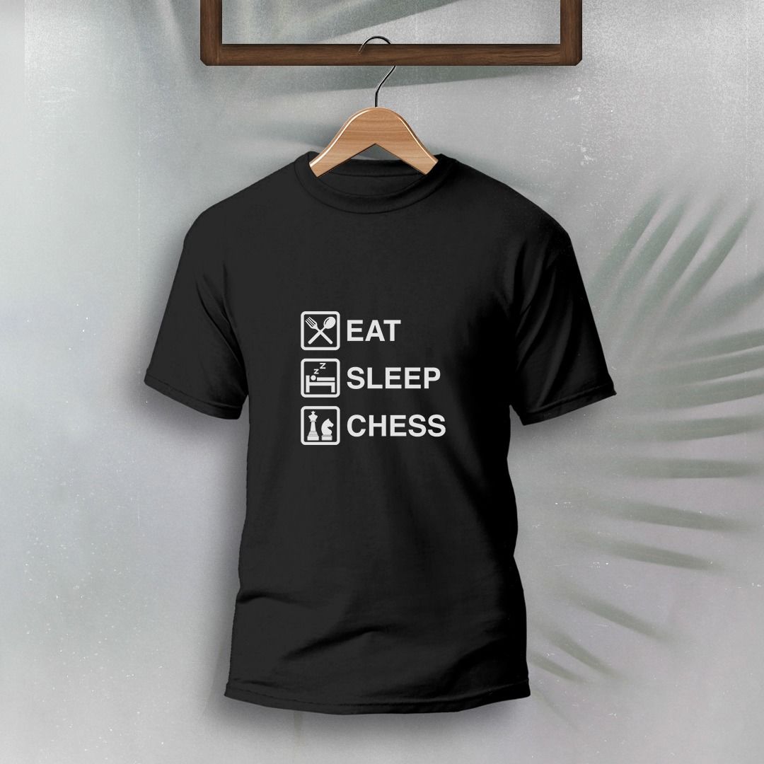 T-Shirt - Eat Sleep Chess Siyah - 9-10
