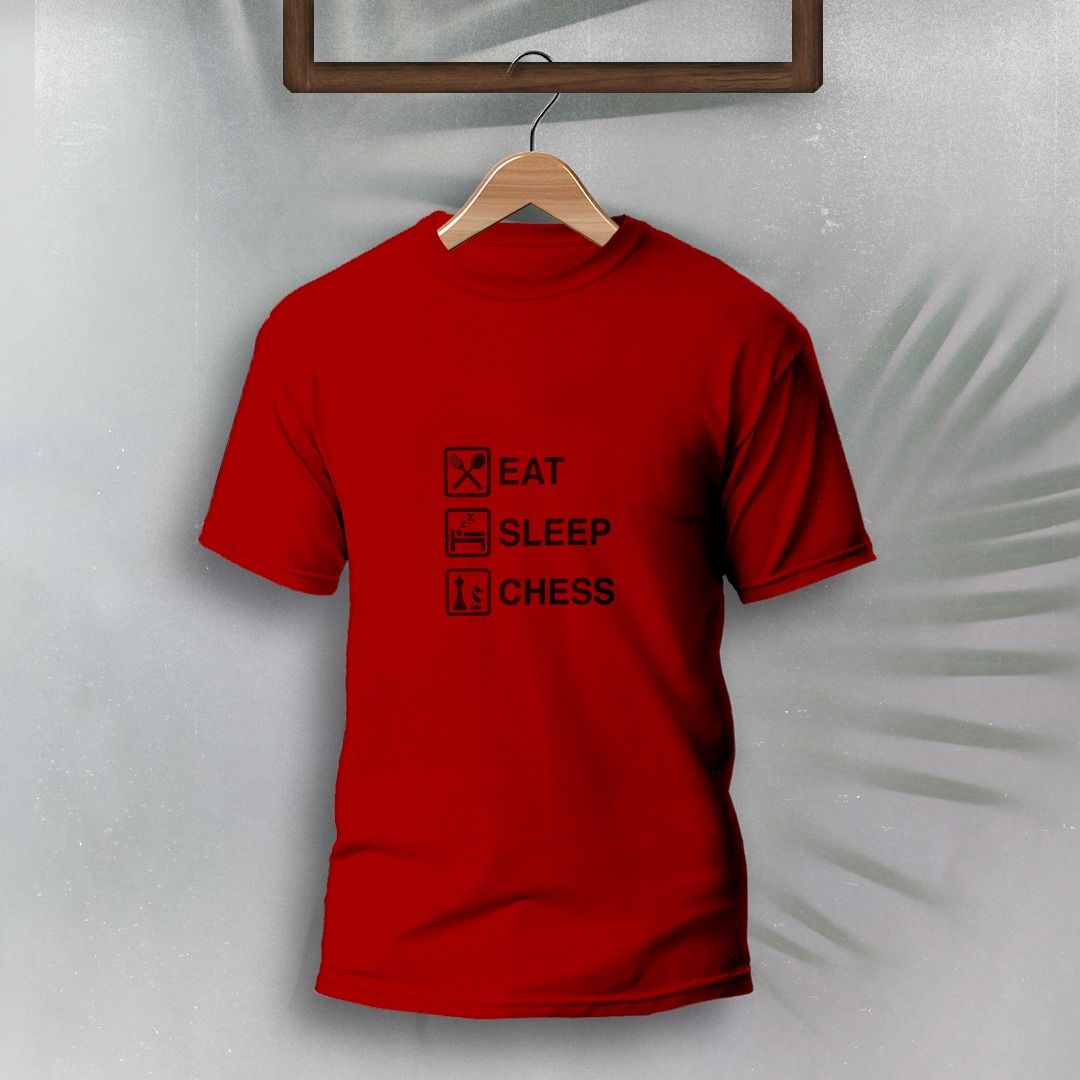 T-Shirt - Eat Sleep Chess Kırmızı - 13-14