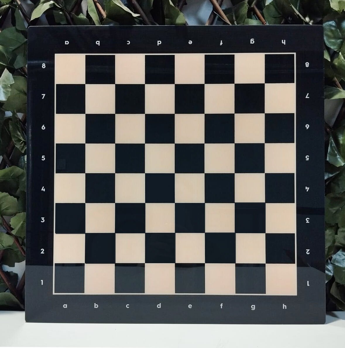 Siyah Notasyonlu Satranç Zemini 44x44cm (Pleksi Kaplamalı-UV Baskı)