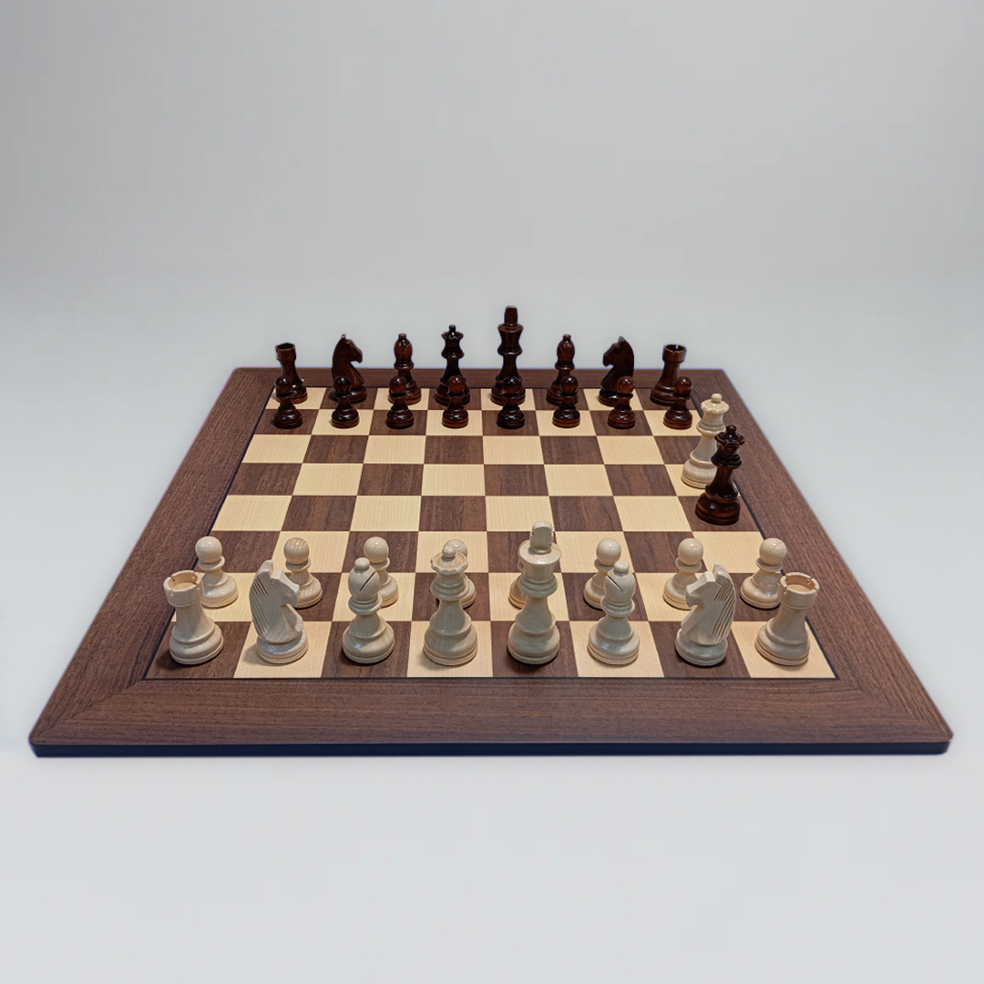 German Staunton 3.75'' - Notasyonlu Ceviz Ahşap Satranç Zemini (UV Baskı)