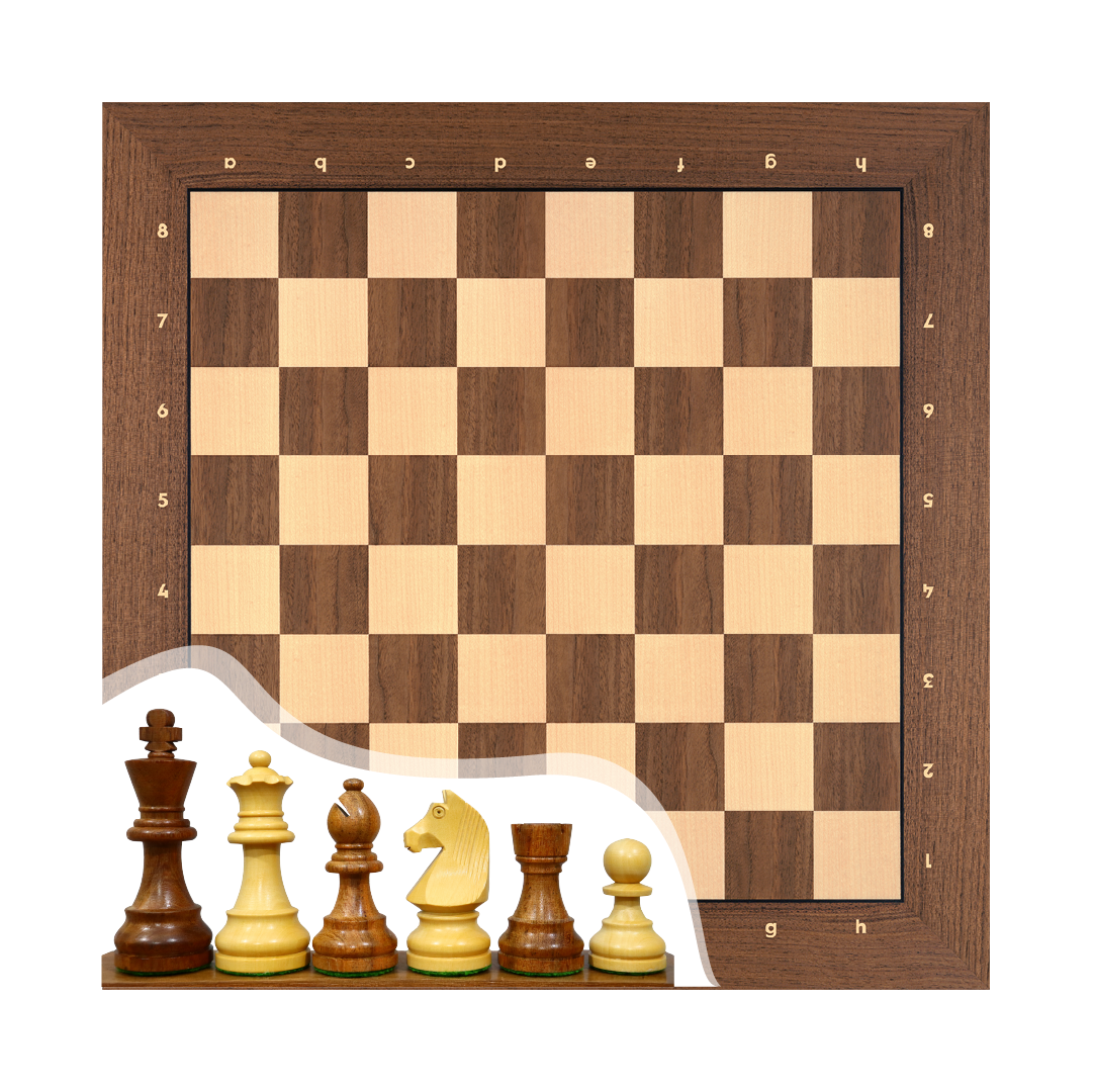 German Staunton 3.75'' - Notasyonlu Ceviz Ahşap Satranç Zemini