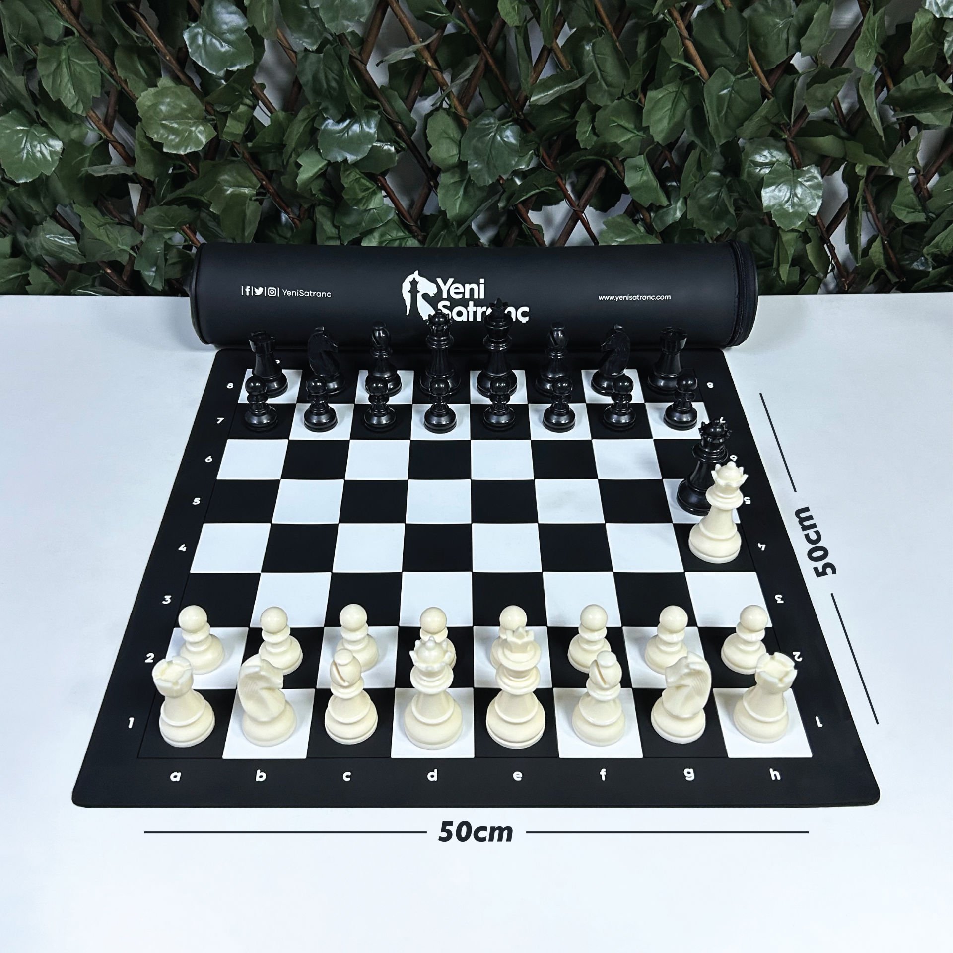 Premium Satranç Takımı (95mm - 700gr - Çift Vezirli - Floklu)