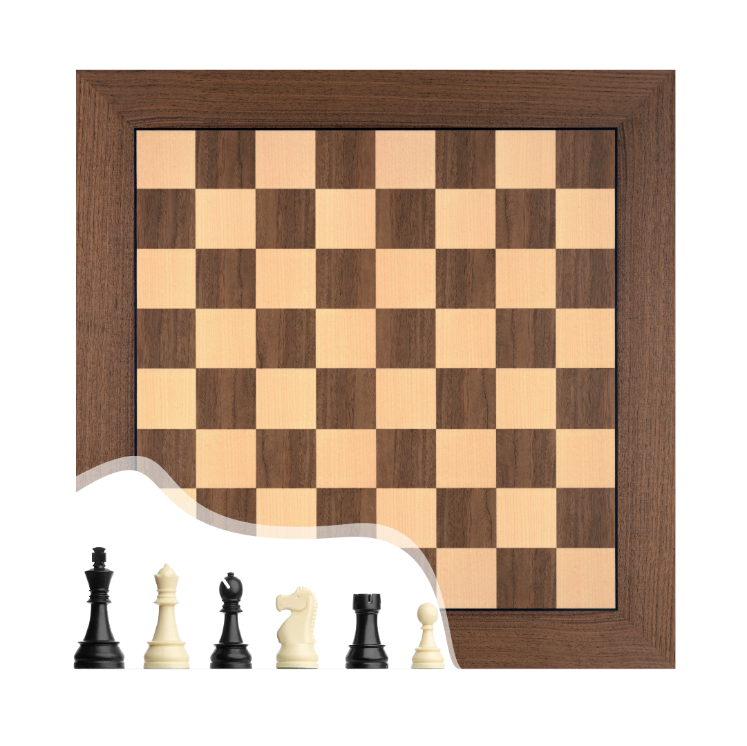 DGT Satranç Taşları (86mm) - Ceviz Ahşap Satranç Zemini (44x44cm-UV Baskı)