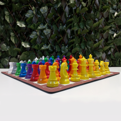 Renkli Profesyonel Satranç Takımı (95mm - 700gr - Çift Vezirli)